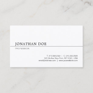 Elegant Minimalist Modern Professional White Sleek Business Card