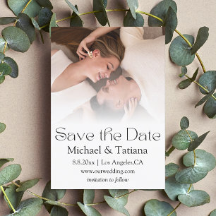elegant minimalist modern script couple photo save the date