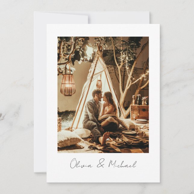 Elegant Minimalist Modern Simple Photo Wedding  Invitation (Front)