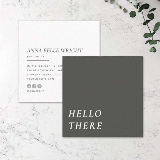 Elegant | Minimalist Modern Typography Simple Grey Square Business Card (Creator Uploaded)