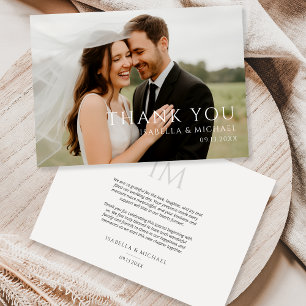 Elegant Minimalist Modern Wedding Photo Thank You Card
