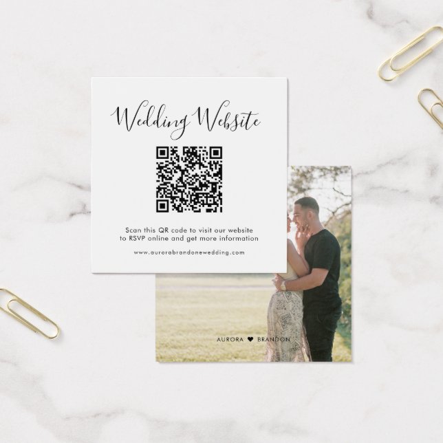 Elegant Minimalist Modern Wedding Website Card (Office)