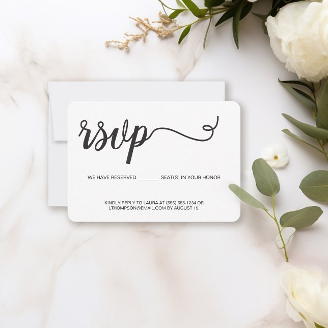 Elegant minimalist modern Wedding website RSVP Card (Customizable rsvp reserved seat wedding website response card.)