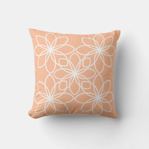 Elegant minimalist modern white orange floral  throw pillow
