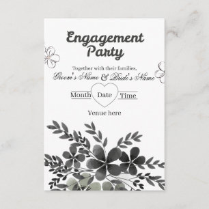 Elegant Minimalist Monochrome Engagement  Invitation