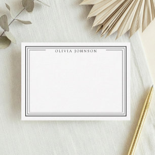 Elegant Minimalist Monogram Black and White Border Card