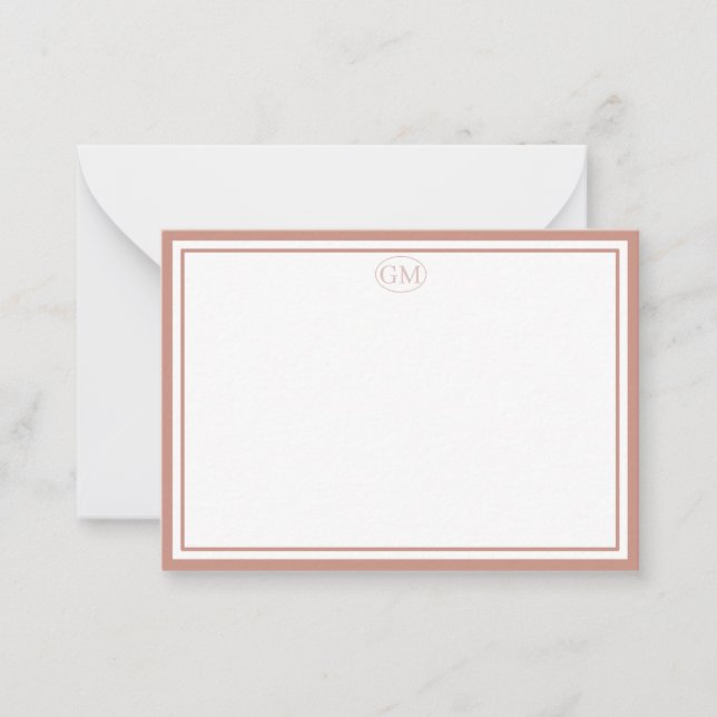 Elegant Minimalist Monogram Black Two Border  Card (Front)