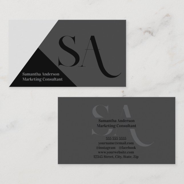 Elegant Minimalist Monogram Business Card | Custom (Front/Back)