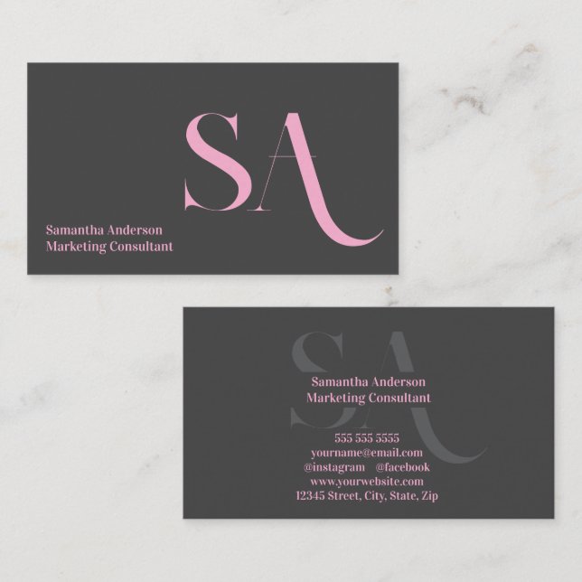 Elegant Minimalist Monogram Business Card | Custom (Front/Back)