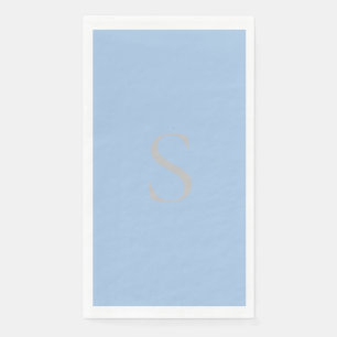Elegant Minimalist Monogram Dusty Blue & Silver Napkin