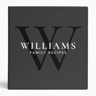 Elegant Minimalist Monogram Family Recipes Binder