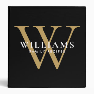 Elegant Minimalist Monogram Family Recipes Binder