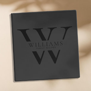 Elegant Minimalist Monogram Family Recipes Binder