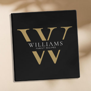Elegant Minimalist Monogram Family Recipes Binder