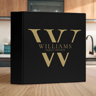 Elegant Minimalist Monogram Family Recipes Binder