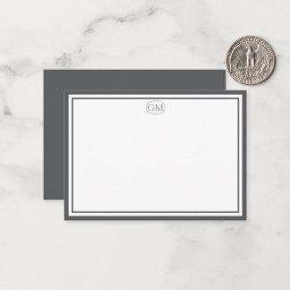 Elegant Minimalist Monogram Gray Two Border Card