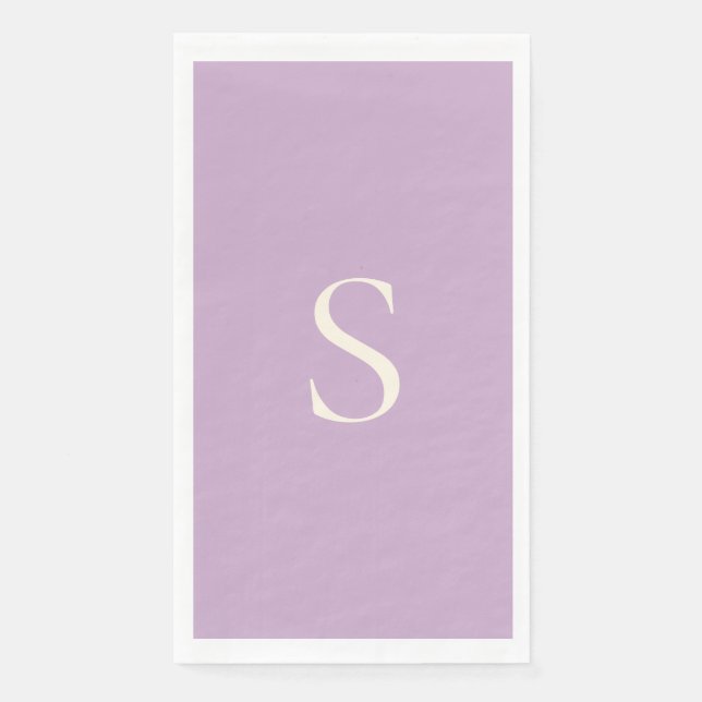 Elegant Minimalist Monogram Mauve & Ivory Napkin (Front)