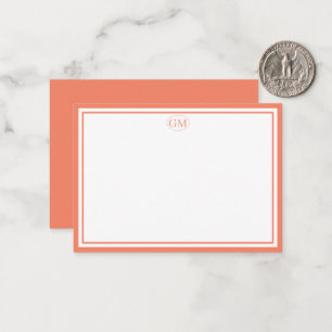 Elegant Minimalist Monogram Orange Two Border  Card
