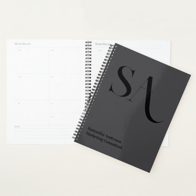 Elegant Minimalist Monogram Planner – Personalized (Display)