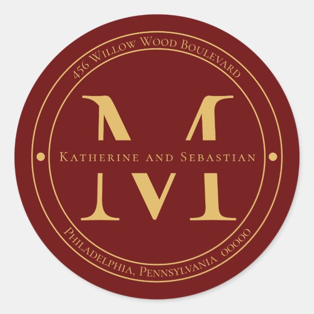 Elegant Minimalist Monogram Return Address Seal (Front)