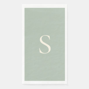 Elegant Minimalist Monogram Sage & Ivory Napkin