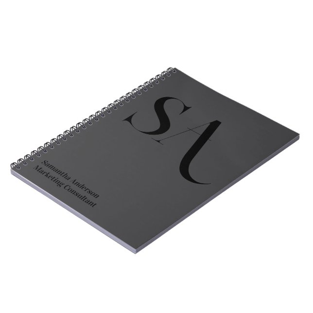 Elegant Minimalist Monogram Spiral Photo Notebook (Left Side)