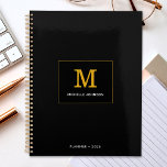 Elegant Minimalist Monogram Text Black Gold Planner<br><div class="desc">Customize the text, and easily create your personalized planner. Click EDIT DESIGN to change the background colour or text colour. You can TRANSFER this DESIGN to other Zazzle products and adjust it to fit most Zazzle items. Standard Studio designs are made in high-resolution graphics for professional print. Thank you for...</div>