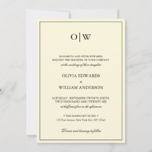 Elegant Minimalist Monogram Wedding Invitation