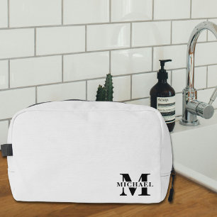 Elegant Minimalist Monogrammed Gift Grey Dopp Kit
