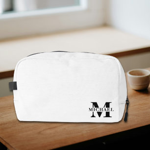 Elegant Minimalist Monogrammed Gift White Dopp Kit