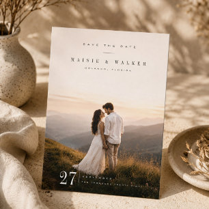 Elegant Minimalist Mountain Wedding Photo  Save The Date