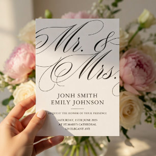 Elegant Minimalist Mr & Mrs Wedding Invitation