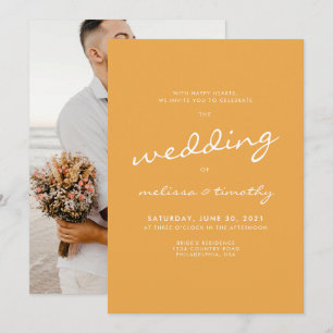 Elegant Minimalist Mustard Yellow Photo Wedding Invitation