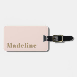 Elegant Minimalist Name Personalized Blush Pink Luggage Tag
