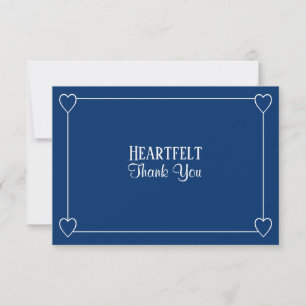 Elegant Minimalist Navy Blue and White Wedding Thank You Card