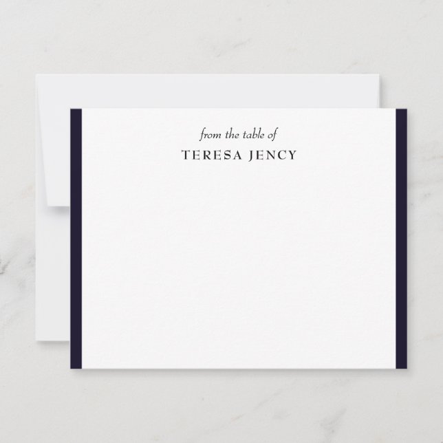 Elegant Minimalist Navy Blue Desk Design Card (Front)