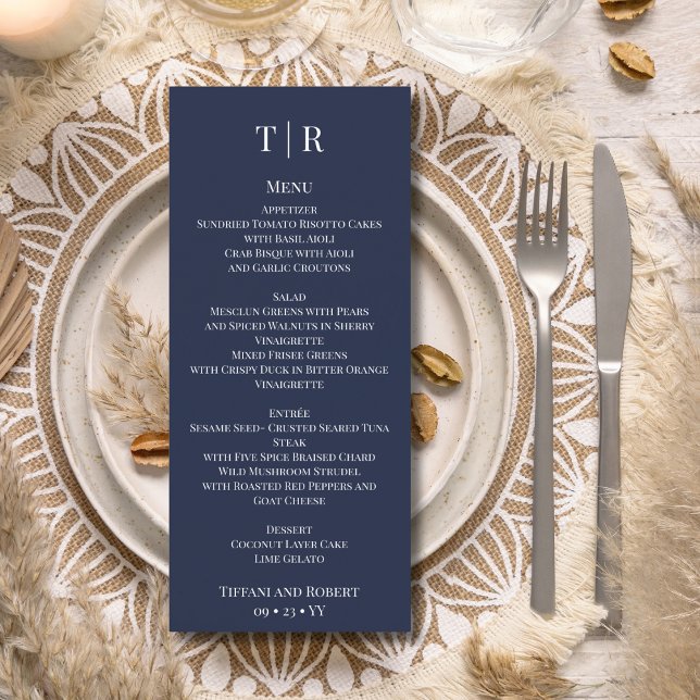 Elegant Minimalist Navy Blue Wedding  Menu (Creator Uploaded)