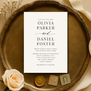 Elegant Minimalist Neutral Beige Wedding Invitation