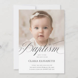 Elegant Minimalist Neutral Photo Baptism Invitation