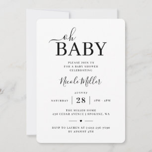 Elegant Minimalist Oh Baby Shower Invitation