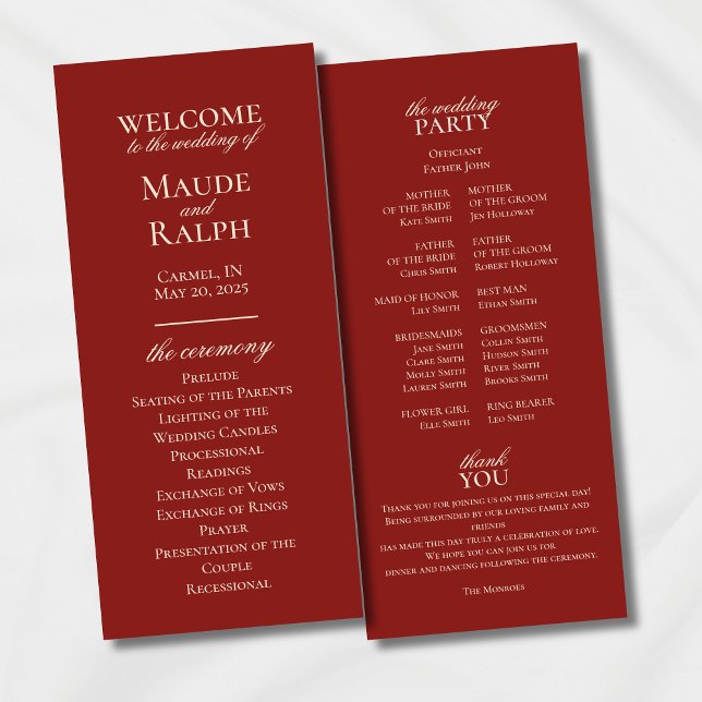Elegant Minimalist Old Money Bold Red Wedding (Classic Red with Modern Luxury Font Wedding Suite, a perfect elegant touch for the event.)