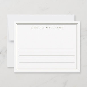Elegant Minimalist Olive Green Half Lined Card