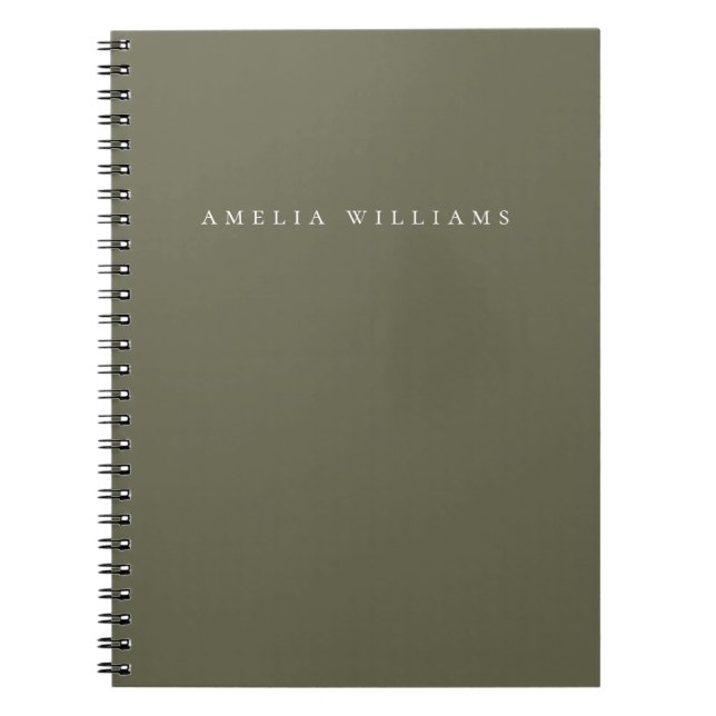 Elegant Minimalist Olive Green Monogram Notebook (Front)