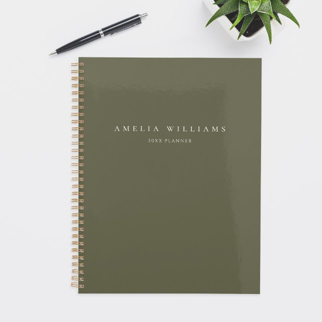 Elegant Minimalist Olive Green Monogram Planner (Creator Uploaded)