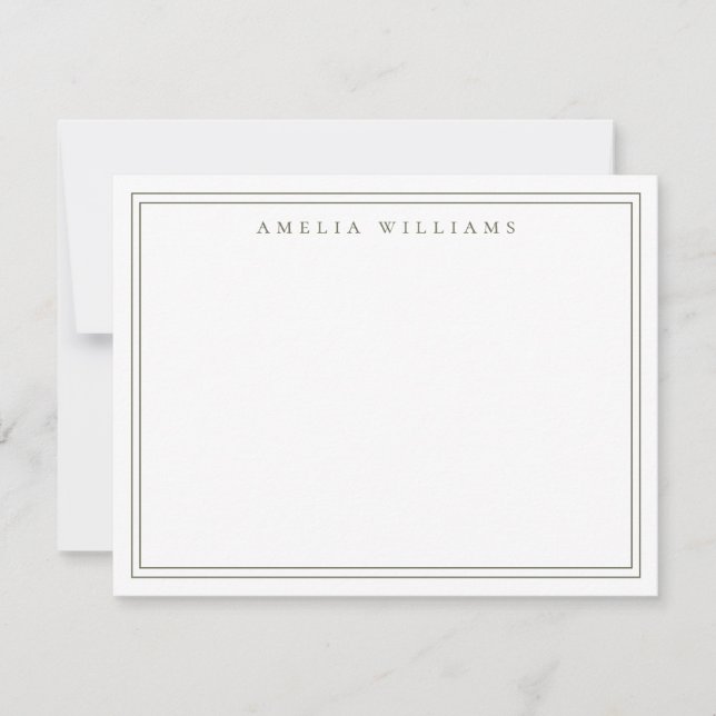 Elegant Minimalist Olive Green Two Border Card (Front)
