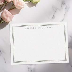 Elegant Minimalist Olive Green Two Border Card