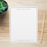 Elegant Minimalist Olive Green Two Border Letterhead<br><div class="desc">Create your own personalized letterhead with elegant chic typography name and two border lines in olive green colour.</div>