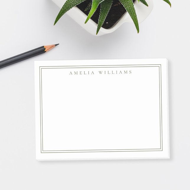 Elegant Minimalist Olive Green Two Border Post-it Notes (Creator Uploaded)