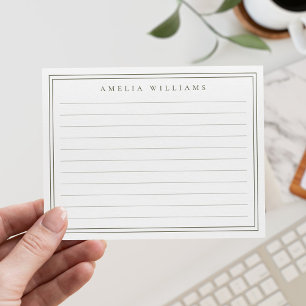 Elegant Minimalist Olive Green Two Border Ruled Card
