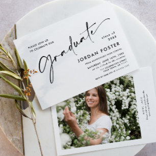 Elegant Minimalist One PHOTO Graduation Party Invitation